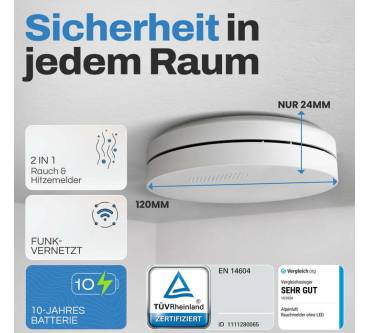 Produktbild Alpenluft Rauch- & Hitzemelder funkvernetzt 10-Jahres-Batterie
