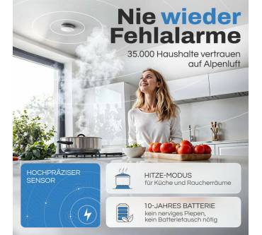 Produktbild Alpenluft Rauch- & Hitzemelder funkvernetzt 10-Jahres-Batterie