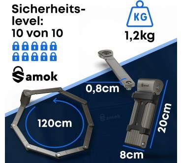 Produktbild Samok Faltschloss 120 cm mit Schlüssel