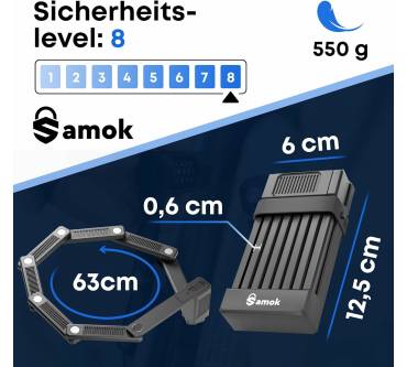 Produktbild Samok Fahrrad-Faltschloss 63cm inkl. Halterung