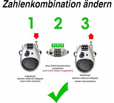 Produktbild Samok Handliches Kabel-Schloss mit 3-stelligem Zahlencode