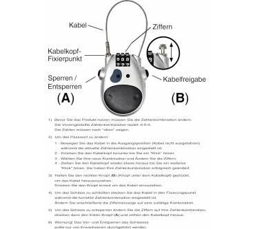 Produktbild Samok Handliches Kabel-Schloss mit 3-stelligem Zahlencode