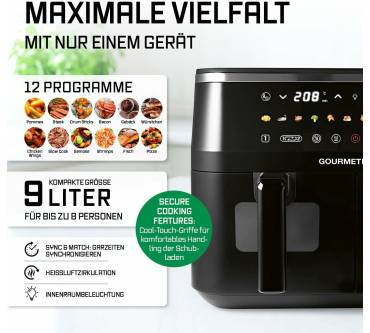 Produktbild Gourmetmaxx Doppelkammer Heißluftfritteuse 2x 4,5 L