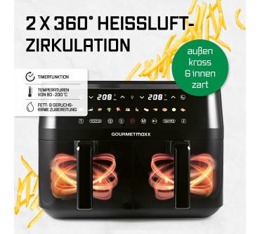 Produktbild Gourmetmaxx Doppelkammer Heißluftfritteuse 2x 4,5 L
