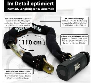 Produktbild Kohlburg Massives 110cm Fahrradschloss Zahlenschloss mit höchster Sicherheit Göteborg