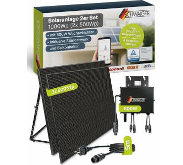 Produktbild Schwaiger Solaranlage 2er Set Full Black 1000Wp