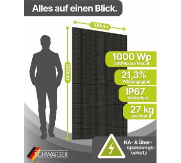 Produktbild Schwaiger Solaranlage 2er Set Full Black 1000Wp