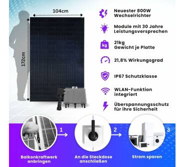 Produktbild Klarbeit Balkonkraftwerk Set 800 Watt + 2x Full Black Modul 440w