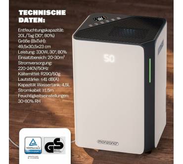 Produktbild Monzana Luftentfeuchter 20l