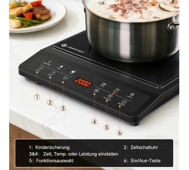 Produktbild amzchef Induktionskochfeld 1 Platte 2000 W Max