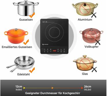 Produktbild amzchef Induktionskochfeld 1 Platte 2000 W Max