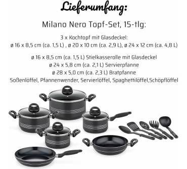 Produktbild GSW Kochtopf-Set Milano Nero, 15-teilig