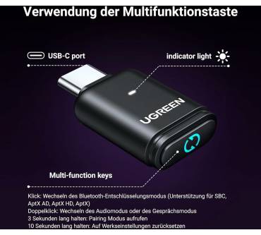 Produktbild Ugreen USB-C Bluetooth Transmitter Audio Adapter (45008)