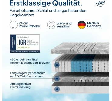 Produktbild AM-Qualitätsmatratzen 3D Deluxe Taschenfederkernmatratze
