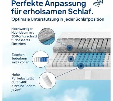 Produktbild AM-Qualitätsmatratzen 3D Deluxe Taschenfederkernmatratze
