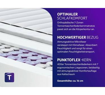 Produktbild Traumnacht Orthopädische 7-Zonen Tonnentaschenfederkernmatratze (16 cm)