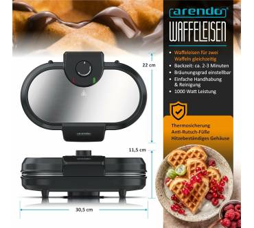 Produktbild Arendo Waffle Maker Herzwaffeln