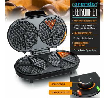 Produktbild Arendo Waffle Maker Herzwaffeln