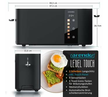 Produktbild Arendo Level Touch 2-Scheiben-Toaster