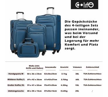 Produktbild Coolife Koffer-Set 4tlg Stoffkoffer DE55