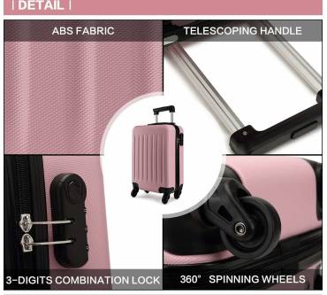 Produktbild Kono Koffer Reisekoffer mittelgross Trolley Hartschale ABS K1872L PK 24