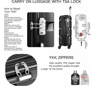 Produktbild Kono Koffer Trolley Reisekoffer mit TSA Schloss (M)