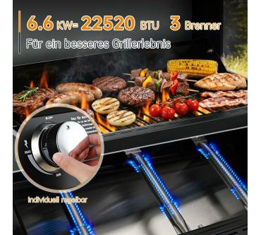Produktbild TLSUNNY 3 Brenner Kompakt-Gasgrill
