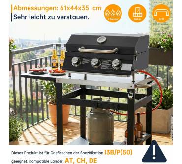 Produktbild TLSUNNY 3 Brenner Kompakt-Gasgrill