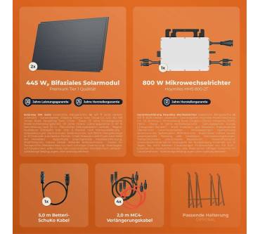 Produktbild Solarway Balkonkraftwerk 890W mit 890Wp Solarmodulen