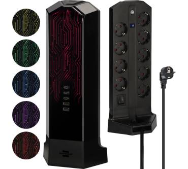 Produktbild Brennenstuhl Gaming Steckdosenturm 9-fach mit USB und RGB Lichtsteuerung