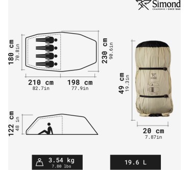 Produktbild Simond Trekkingzelt Tunnelzelt leicht MT900 für 4 Personen