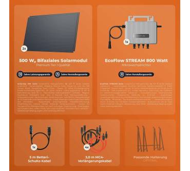 Produktbild Solarway Balkonkraftwerk 1000 Watt und EcoFlow Stream 800 Watt Wechselrichter