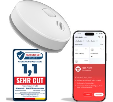 Produktbild Alpenluft Rauchmelder funkvernetzt - mit Smartphone App