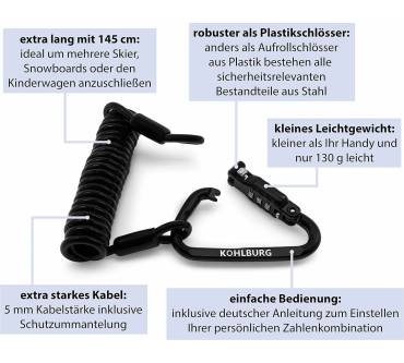 Produktbild Kohlburg Premium Kabelschloss mit Zahlenkombination Zermatt