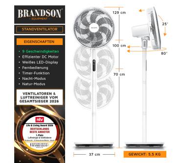 Produktbild Brandson DC Standventilator ECO Design (308352)