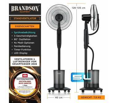 Produktbild Brandson Standventilator mit Wasserkühlung (308329)