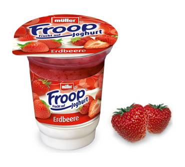 Produktbild Müller Milch Froop Frucht auf Joghurt Erdbeere