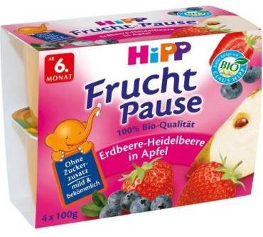 Produktbild HiPP Frucht-Pause Erdbeere-Heidelbeere in Apfel