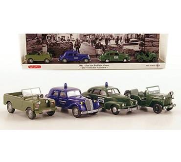 Produktbild Wiking Set Bau der Berliner Mauer - Fahrzeuge der Besatzungsmächte: Opel Kapitän, Willys Jeep, Landrover Serie I, Citroen 15 Six