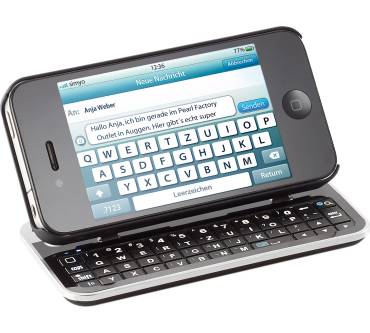 Produktbild Callstel Keyboard-Case für iPhone 4/4S, beleuchtet, neigbar