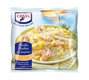 Produktbild Costa Pacific Prawns auf Spaghetti Weißwein-Kräuter