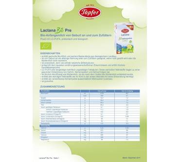 Produktbild Töpfer Lactana Bio Anfangsmilch Pre