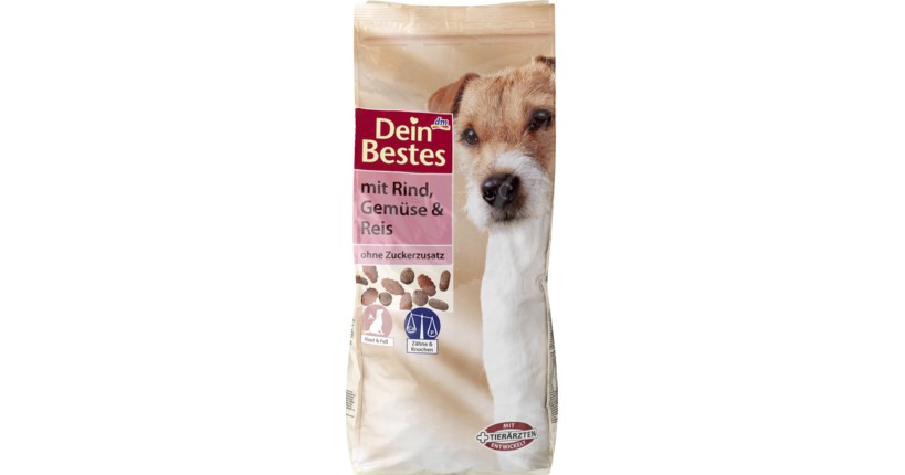 dm / Dein Bestes Trockenfutter fr Hunde (mit Rind, Gemse & Reis) im Test:  1,3 sehr gut
