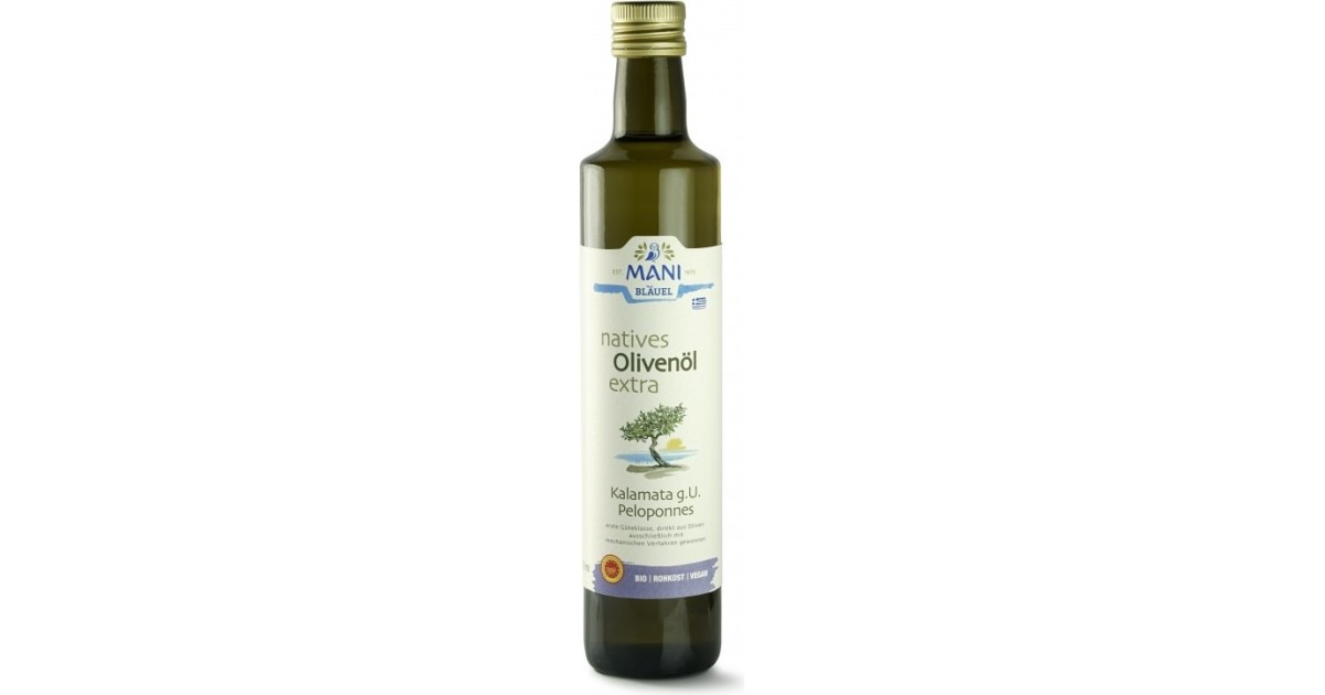 Mani Bluel Natives Olivenl extra, Kalamata g.U. Peleponnes im Test
