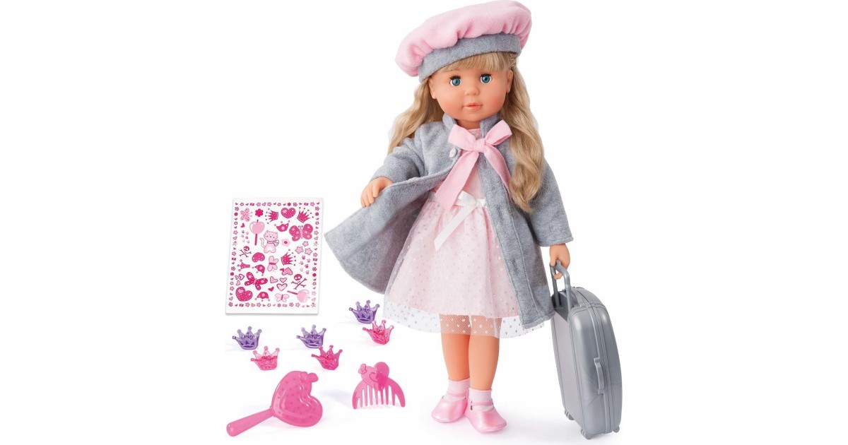 Bayer Charlene Interactive Doll - Speaks French, 18" Soft Body, 100 Sounds, With Suitcase & Accessories - View #3