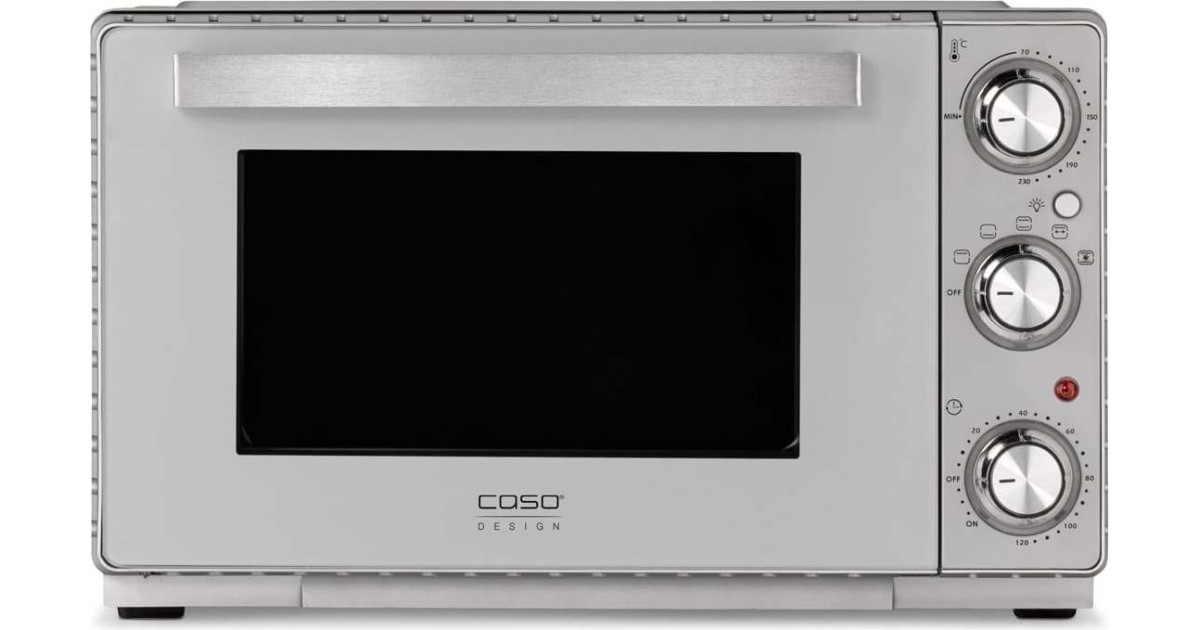Four Compact CASO TO 26 SilverStyle - 26L, 5 Fonctions Dont Tournebroche, Pierre à Pizza Inclus