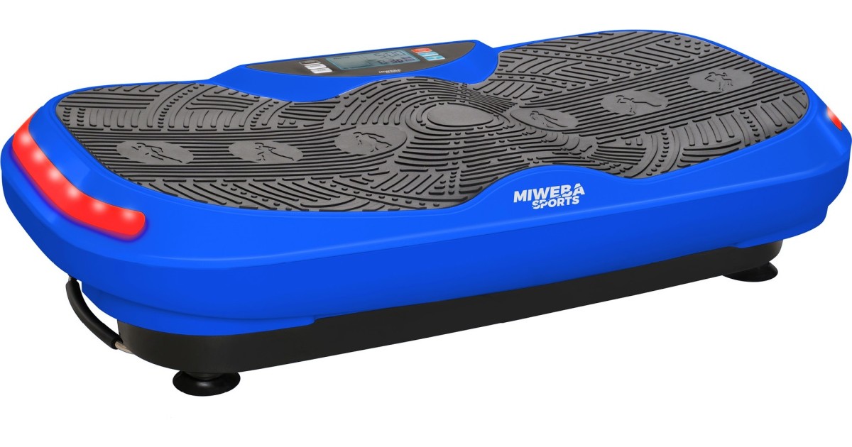 Miweba Sports MV300 Plaque Vibrante 4D Wave – 800 W, 16 Niveaux, Bluetooth, LED, Télécommande Bracelet – Entraînement Complet Corps