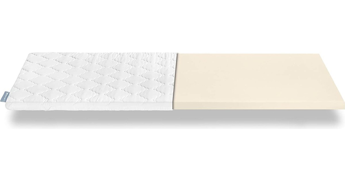 XDREAM Pure topper, ergonomische matrastopper met comfortabele comfortschuimkern, bevestigingsbanden, Öko-Tex gecertificeerd, 90 x 200 cm