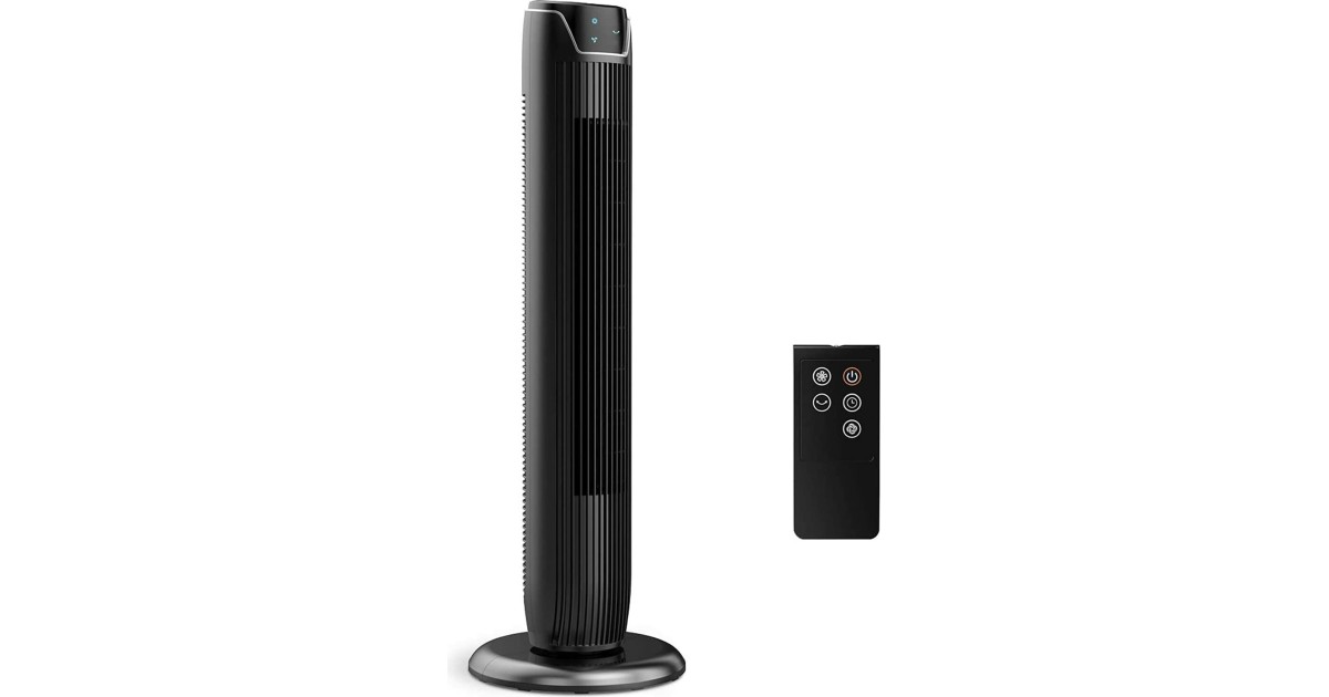 Midea FZ10-19BRA torenventilator, robuuste koperen motor, luchttoevoer naar binnen, afstandsbediening, 7-uurs timer, touch- en bedieningspaneel-display, drie modi en drie snelheden naar keuze