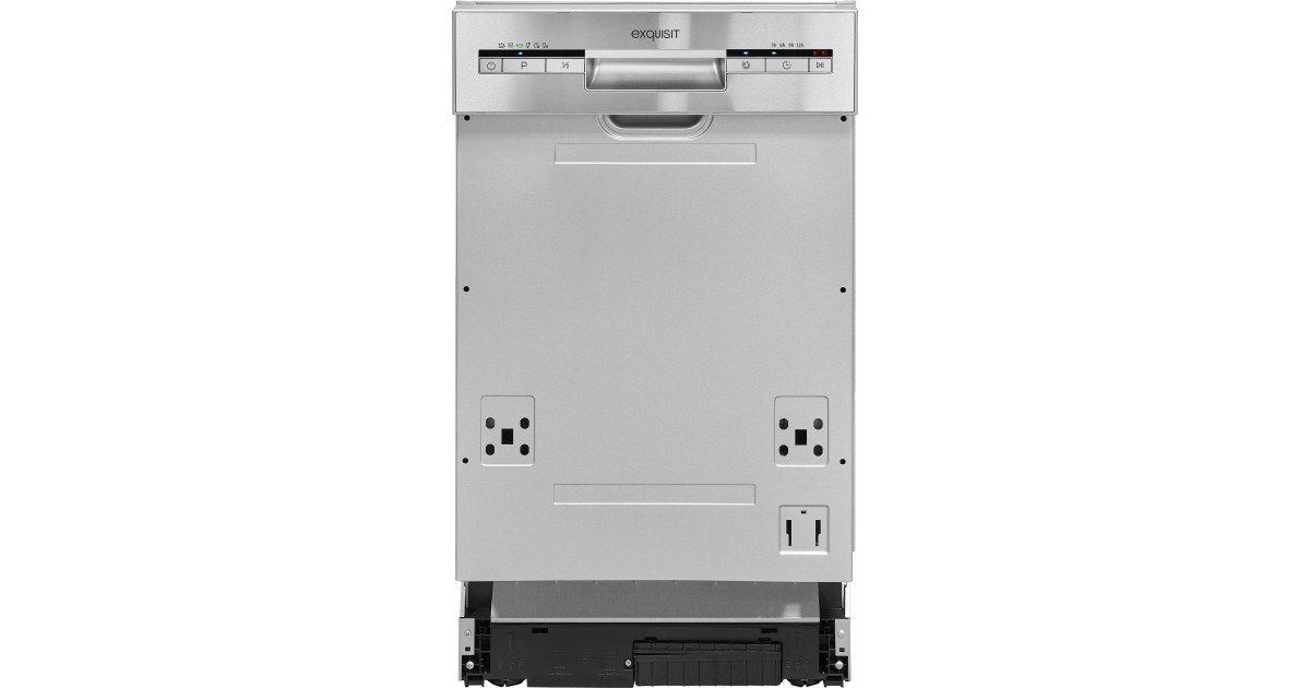 Exquisit Lavastoviglie Da Incasso 45 Cm EGSP1009-EB-030E – Classe E, 9 Coperti, 6 Programmi, Acciaio Inox, Ideale Per Piccole Famiglie